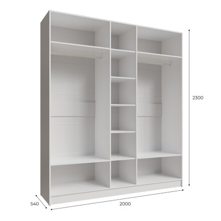 Шкаф пятистворчатый с зеркалом Мадрид, Белый 